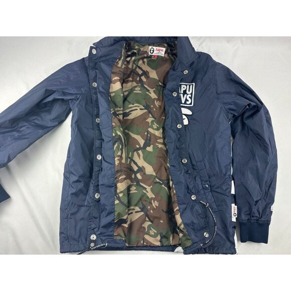 Aape By A Bathing Ape Navy Windbreaker Jacket With Camo Lining S - Picture 2 of 11
